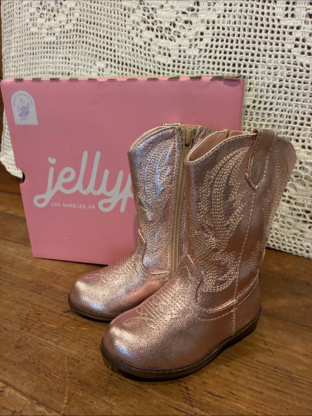 Jellypop Pink Glitter Cowboy Boots Sz 5 NIB